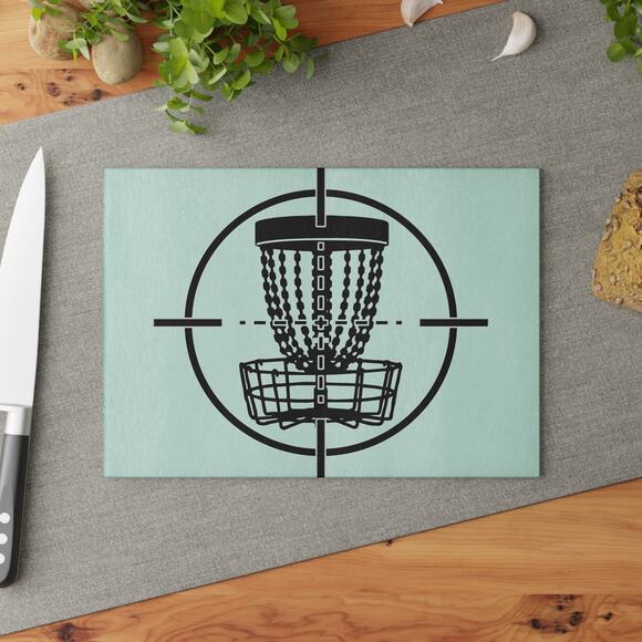 Disc Golf Basket Bullseye Glass Cutting Board Discgolf Discgolfer Gift - Picture 8 of 8